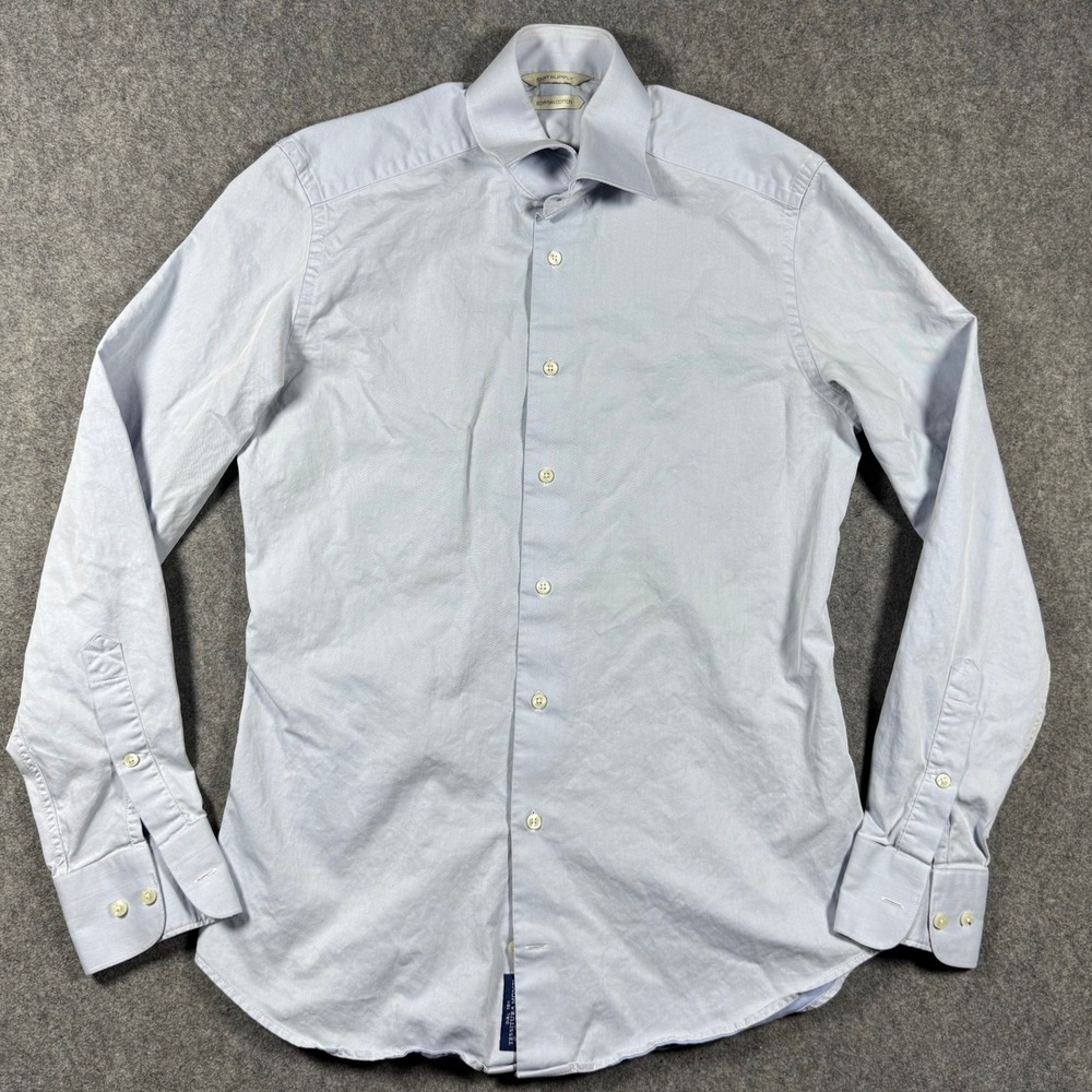 Suitsupply Mens Light Blue Egyptian Cotton Dress Shirt Spread Collar Size 15 38